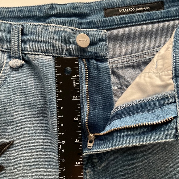 MO&Co Women’s Donald Duck Patches Jean Sz 30x22” K- Fashion Distressed Y2K Edgy - Picture 7 of 13